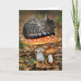 Mooie Paddenstoel Huisdierkaart met een Tabby Kaart