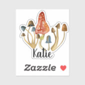 Mooie Paddenstoel Monogram Sticker (Vel)