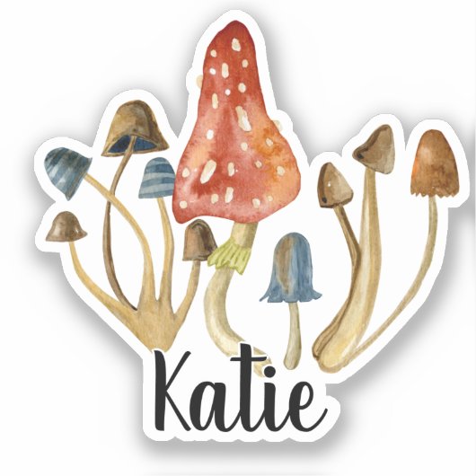 Mooie Paddenstoel Monogram Sticker (Voorkant)