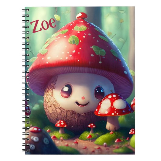 Mooie paddenstoelen in het bos - veel geluk notitieboek (Voorkant)