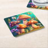 Mooie paddenstoelen kartonnen onderzetters (Schuin)