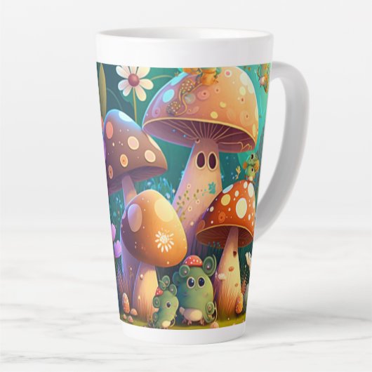 Mooie paddenstoelen latte mok (Rechterhoek)