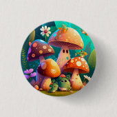 Mooie paddenstoelen ronde button 3,2 cm (Voorkant)