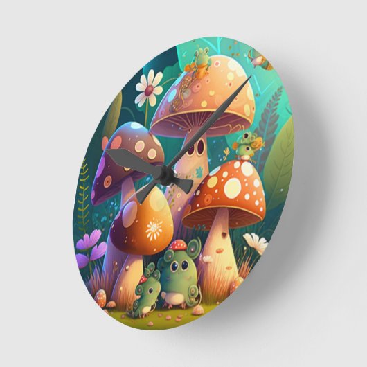 Mooie paddenstoelen ronde klok (Hoek)