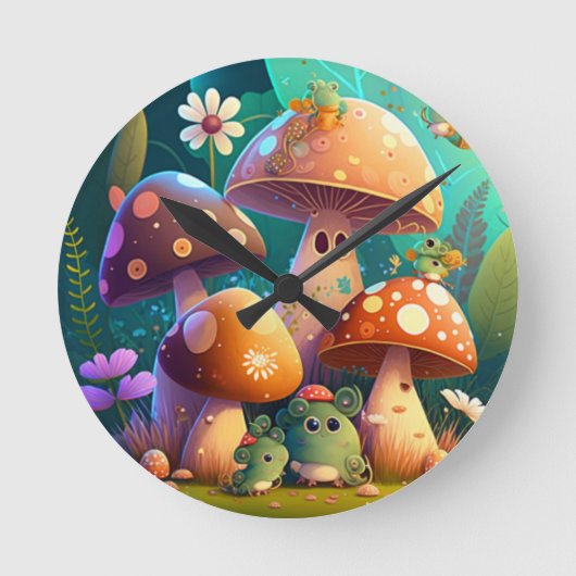 Mooie paddenstoelen ronde klok (Voorkant)