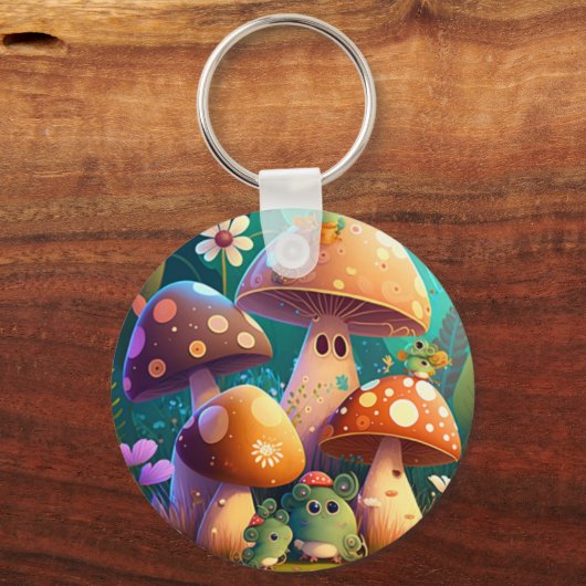 Mooie paddenstoelen sleutelhanger (Voorkant)