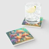 Mooie paddenstoelen stenen onderzetter (Zijkant)