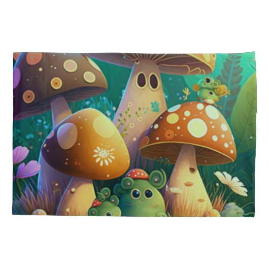 Mooie paddenstoelen voor de kamer van het kind kussensloop (Achterkant)