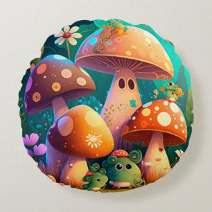 Mooie paddenstoelen voor de kamer van het kind rond kussen