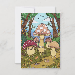 Mooie Paddenstoelenbos Bos Paddenstoel Whimsisch Bedankkaart
