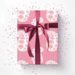 Mooie Paisley in Roze en Oranje Cadeaupapier