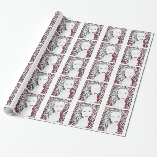 Mooie Paisley Vrouw Elf Cadeaupapier (Uitgerold)