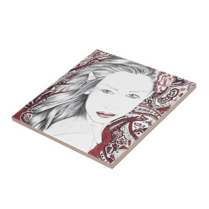 Mooie Paisley Vrouw Elf Tegeltje