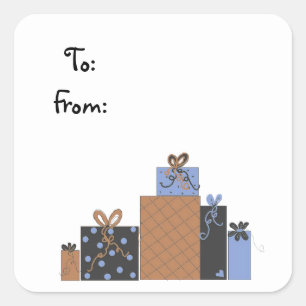 Mooie Pakketten Gifttag Vierkante Sticker