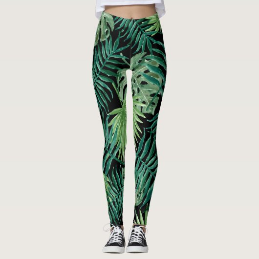 Mooie palmbladeren leggings (Voorkant)