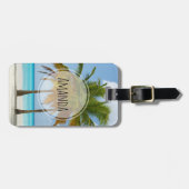 Mooie palmbomen op een tropisch strand bagagelabel (Voorkant horizontaal)