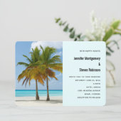 Mooie palmbomen op een tropisch strand bruiloft kaart (Staand voorkant)