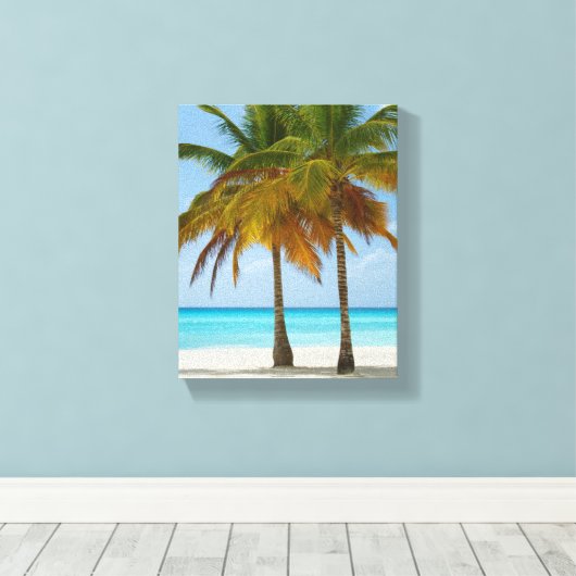 Mooie palmbomen op een tropisch strand canvas afdruk (Insitu (Houten vloer))