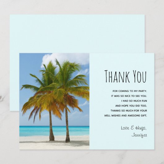 Mooie palmbomen op een tropisch strand Dank je wel Bedankkaart (Voorkant / Achterkant)