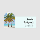 Mooie palmbomen op een tropisch strand naamplaatje (Voorkant)