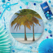 Mooie palmbomen op een tropisch strand papieren bordje (Feest)