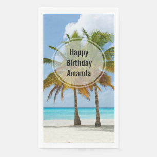 Mooie palmbomen op een tropisch strand servet