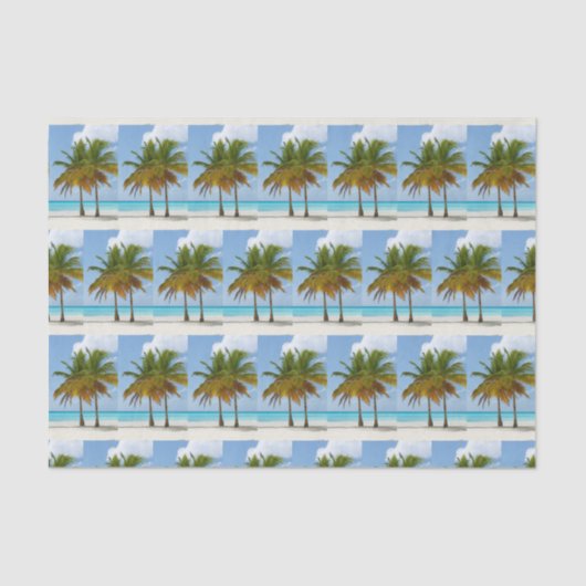 Mooie palmbomen op een tropisch strand tissuepapier (Voorkant)