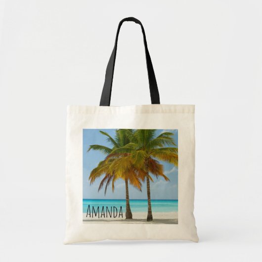 Mooie palmbomen op een tropisch strand tote bag (Voorkant)