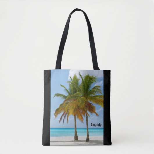 Mooie palmbomen op een tropisch strand tote bag (Voorkant)