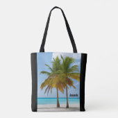 Mooie palmbomen op een tropisch strand tote bag (Achterkant)