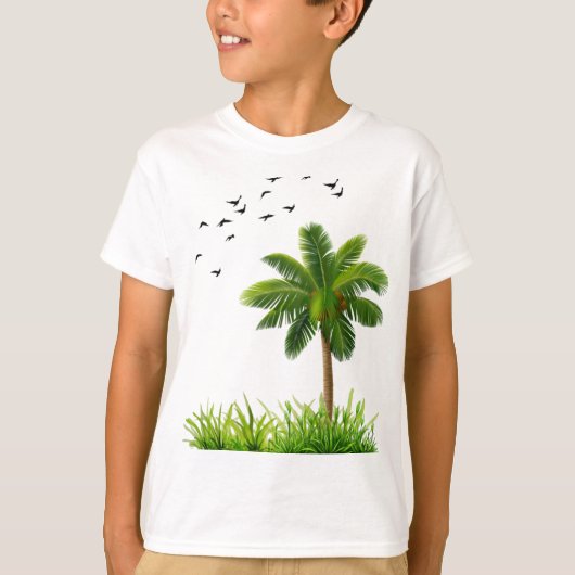 Mooie Palmboom Natuur Jongens T-Shirt (Voorkant)