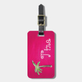 Mooie palmboom op roze achtergrond bagagelabel (Voorkant verticaal)