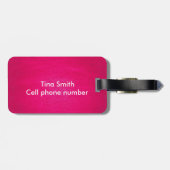 Mooie palmboom op roze achtergrond bagagelabel (Achterkant horizontaal)