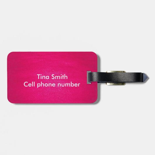 Mooie palmboom op roze achtergrond bagagelabel (Achterkant horizontaal)