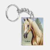 Mooie Palomino Paard Sleutelhanger (Voorkant Links)