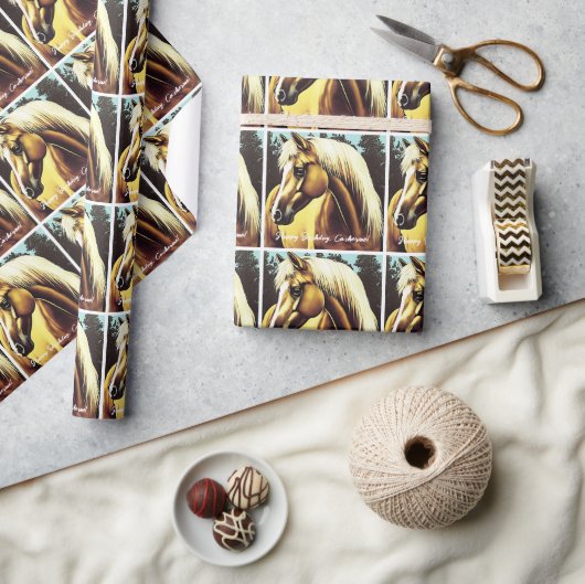 Mooie Palomino Paard Verjaardag Cadeaupapier (Crafts)