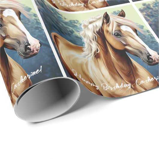 Mooie Palomino Paard Verjaardag Cadeaupapier (Rol Hoek)