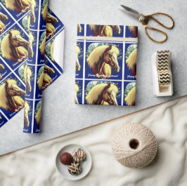 Mooie Palomino Paard Verjaardag Cadeaupapier