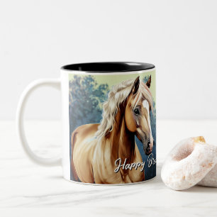 Mooie Palomino Paard Verjaardag Tweekleurige Koffiemok