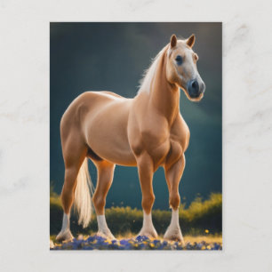 Mooie Palomino Quarter Horse met bloemen Briefkaart