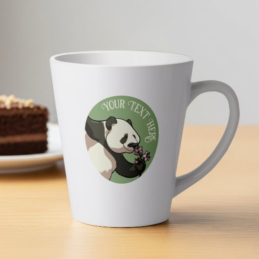 Mooie Panda Aangepaste Tekst Kersenbloesem Kunstwe Latte Mok