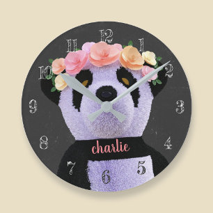 Mooie Panda Beer Zwart en Wit Rustieke Klok