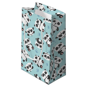 Mooie panda beerpoot cyan achtergrond klein cadeauzakje