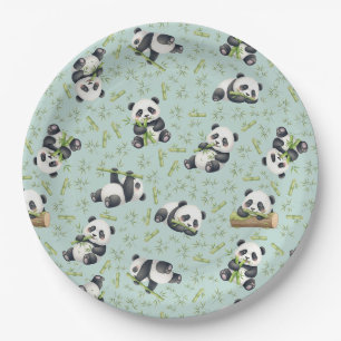 Mooie Panda en Bamboe Naadloos Patroon Papieren Bordje