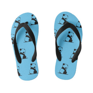 Mooie panda gedrukt blauw kinder teenslippers