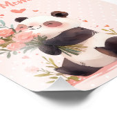 Mooie Panda Holding Flowers Moederdag Gift Foto Afdruk (Hoek)