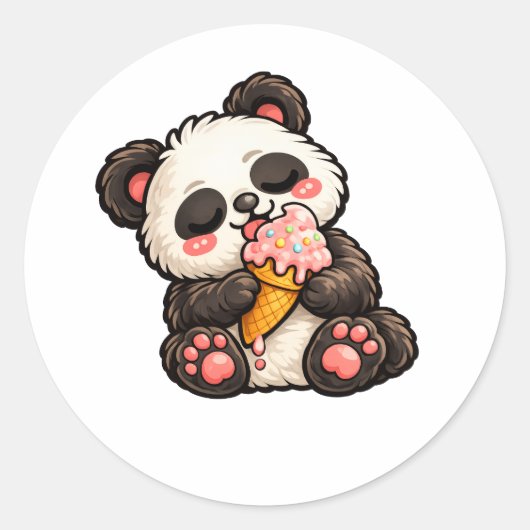 Mooie Panda Ijs Ronde Sticker (Voorkant)