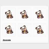 Mooie Panda Ijs Vierkante Sticker (Vel)
