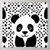 Mooie Panda Kinder Zwart Wit Stippen Room Wall Art Poster (Voorkant)