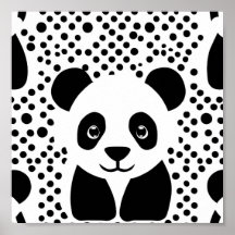 Mooie Panda Kinder Zwart Wit Stippen Room Wall Art